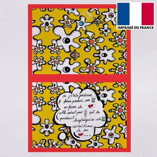 Kit pochette imprimé fleur poème jaune - Artiste Anne-Sophie Dozoul