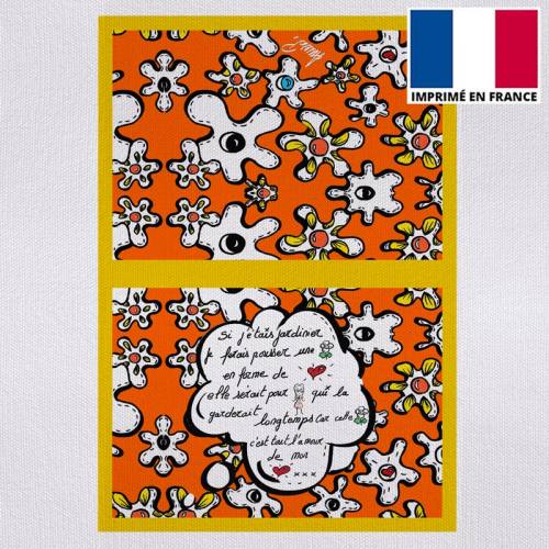 Kit pochette imprimé fleur poème orange - Artiste Anne-Sophie Dozoul