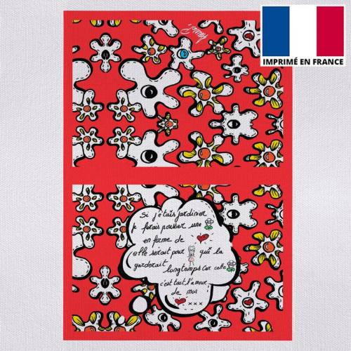 Kit pochette imprimé fleur poème rouge - Artiste Anne-Sophie Dozoul