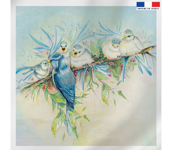 Coupon 45x45 cm imprimé oiseaux - Artiste Véronique Baccino
