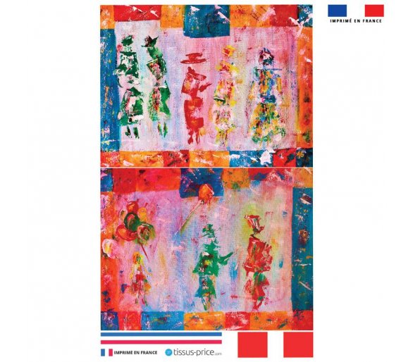 Kit pochette multicolore imprimé silhouettes effet peinture - Artiste Anne Gillard