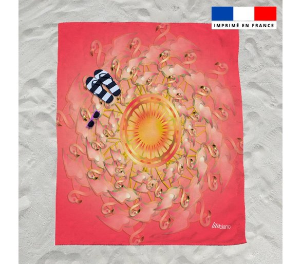 Coupon éponge pour serviette de plage double imprimé flamant rêve d'été - Artiste Lita Blanc
