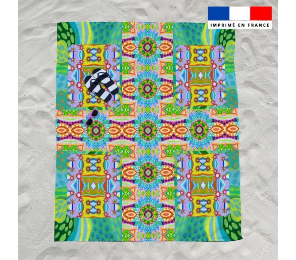 Coupon éponge pour serviette de plage double imprimé fleur pétales bleus - Artiste Lita Blanc