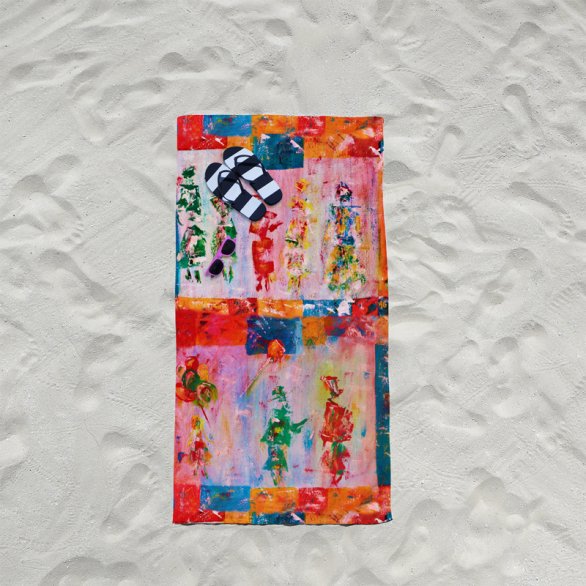 Coupon éponge pour serviette de plage simple imprimé silhouettes - Artiste Anne Gillard