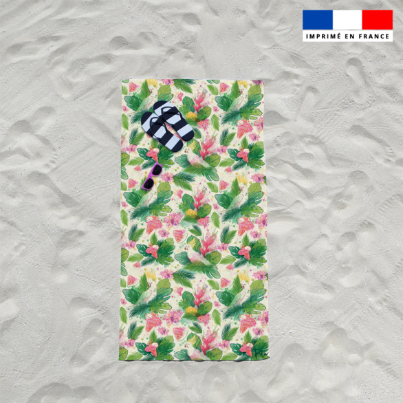 Coupon éponge pour serviette de plage simple imprimé pastèque et feuille exotique - Artiste Pilar Berrio