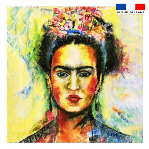Coupon 45x45 cm imprimé Frida jaune - Artiste Mimie