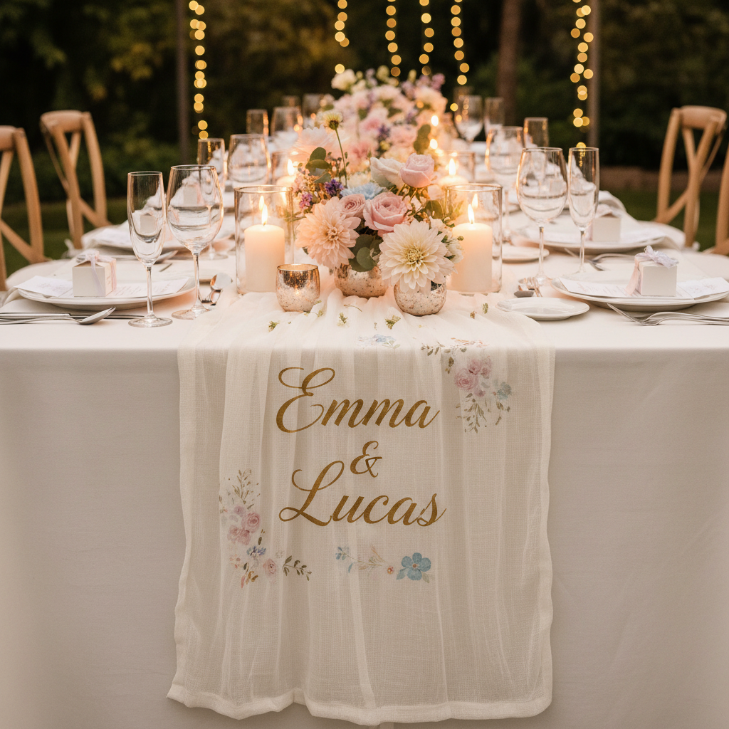 chemin de table personnalisé mariage