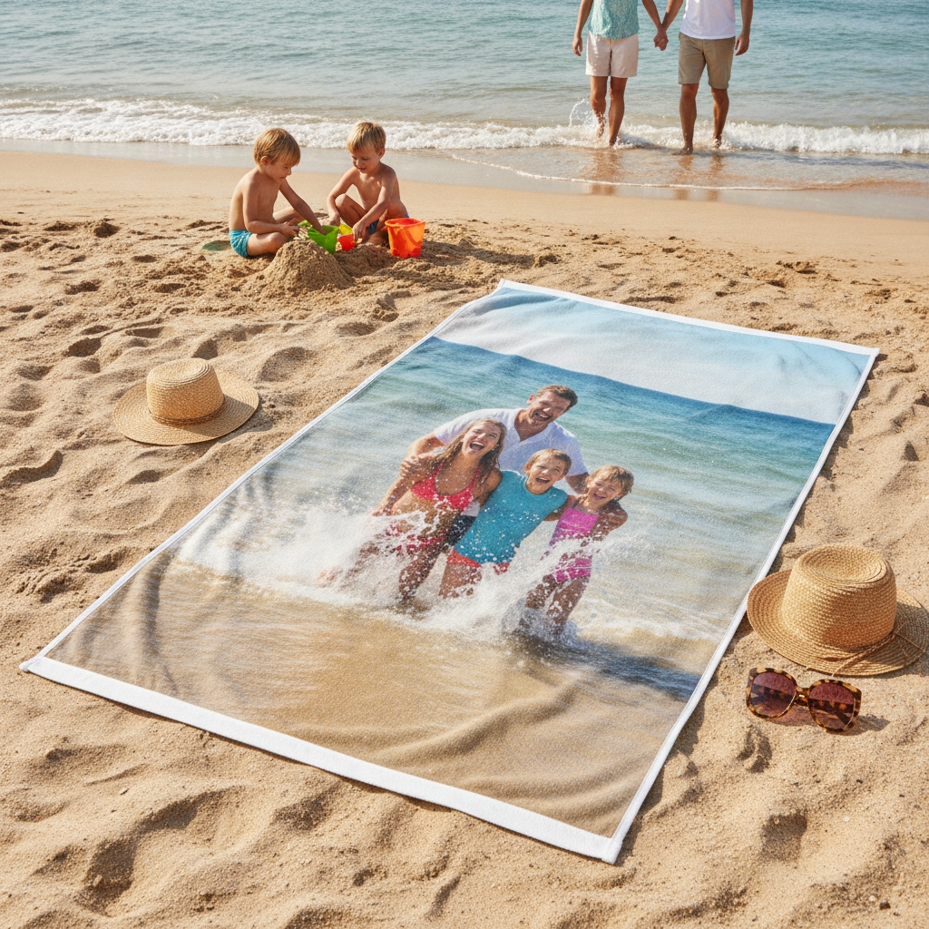 serviette de plage photo personnalis&eacute;e