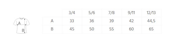 guide taille t-shirt sport enfant