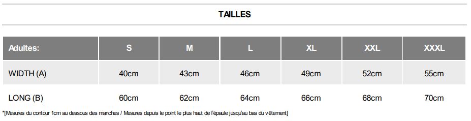 guide taille t-shirt femme manches longues